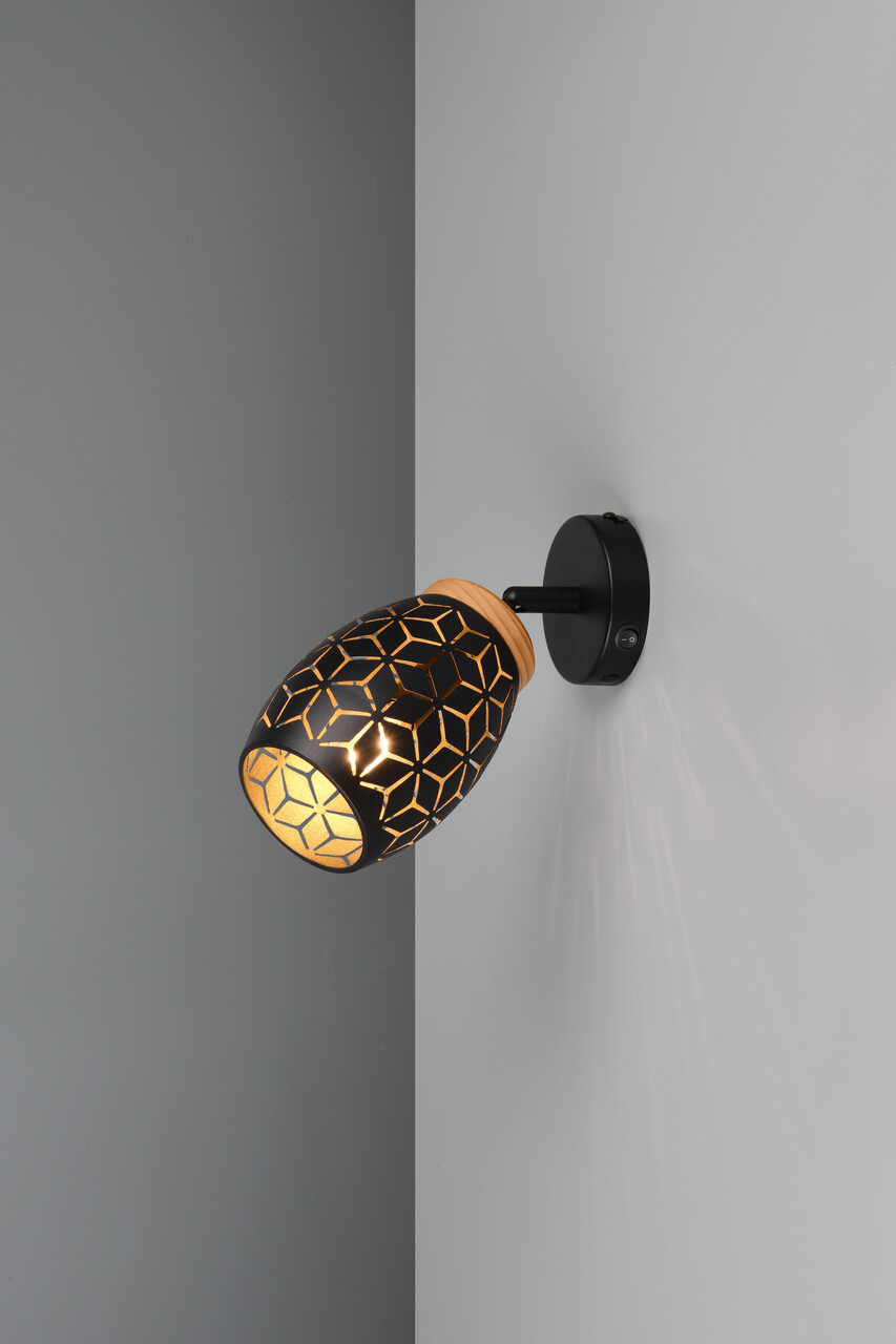 Aplica de perete Bidar, RL, 12x10 cm, 10W, 1x E14, metal, negru/natur - imagine 7